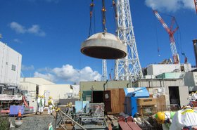 Work being done at Fukushima Daiichi power plantÔÇÖs Unit 4 reactor building. Source: Tepco