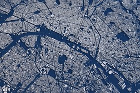 Satellite view of central Paris
