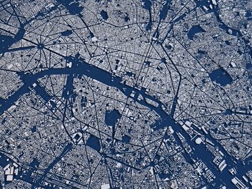 Satellite view of central Paris