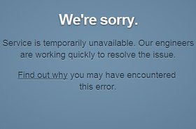 Outage notification on Tumblr's homepage