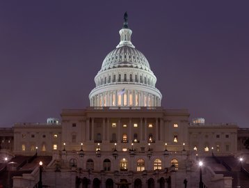 US Capitol building at night