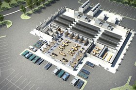 Rendering of a Sears Auto Center converted into a data center by Ubiquity