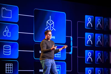 VAST Data cofounder Jeff Denworth on-stage at the VAST FWD conference