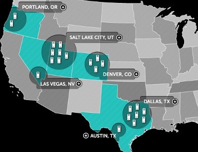 Map of ViaWest data centers