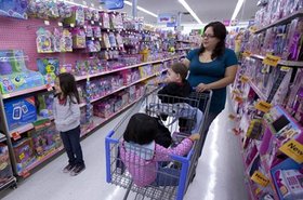 A shopper in a Walmart store