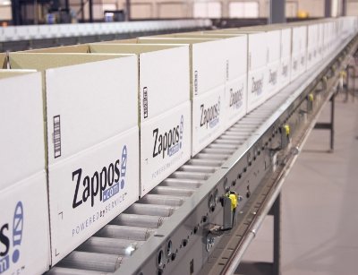 Zappos boxes in a company warehouse. Image courtesy of Zappos.