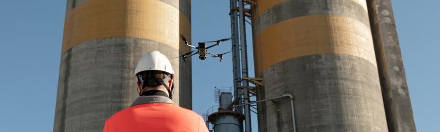 Drone running on a private Mobile Private Network built by Ericsson, Vodafone Portugal at a factory for cement and industrial materials producer Cimpor