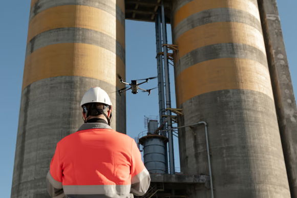 Drone running on a private Mobile Private Network built by Ericsson, Vodafone Portugal at a factory for cement and industrial materials producer Cimpor