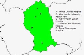 The estimated area covered by Cwm Taf health board