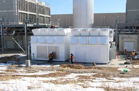 Dell data center containers on a concrete pad at the construction site of eBay's Project Mercury data center. Courtesy of eBay