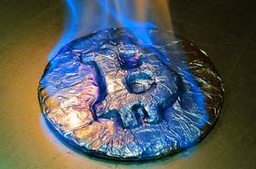 flaming bitcoin