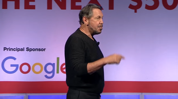 Larry Ellison being chased by Google