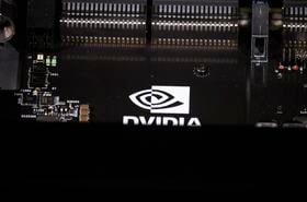 Nvidia logo on a rack