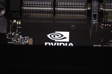 Nvidia logo on a rack