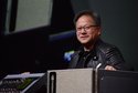 Nvidia CEO Jensen Huang with a DGX-2