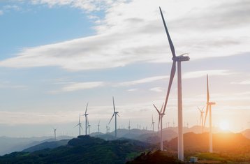 Wind turbines on a hill