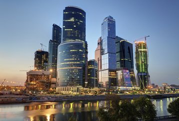 Moscow International Business Center at night