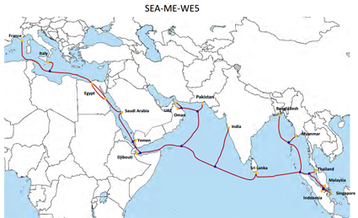 The SEA-ME-WE 5 cable route