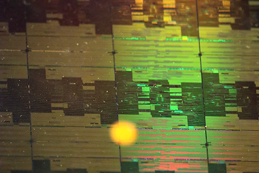 semiconductor chip wafer up close