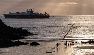 Subsea fiber being laid. Image by Gail Johnson, suppplied by Colt