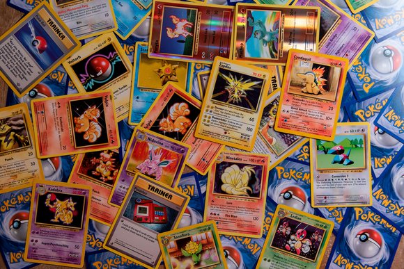 An assortment of Pokemon cards
