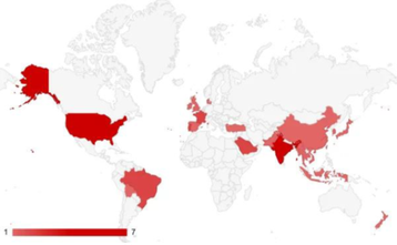 Mapa com os países mais atingidos pelo ransomware Mallox - ISH Tecnologia