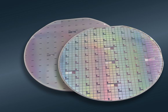 onsemi's vertical GaN wafer manufactured in Syracuse, NY.